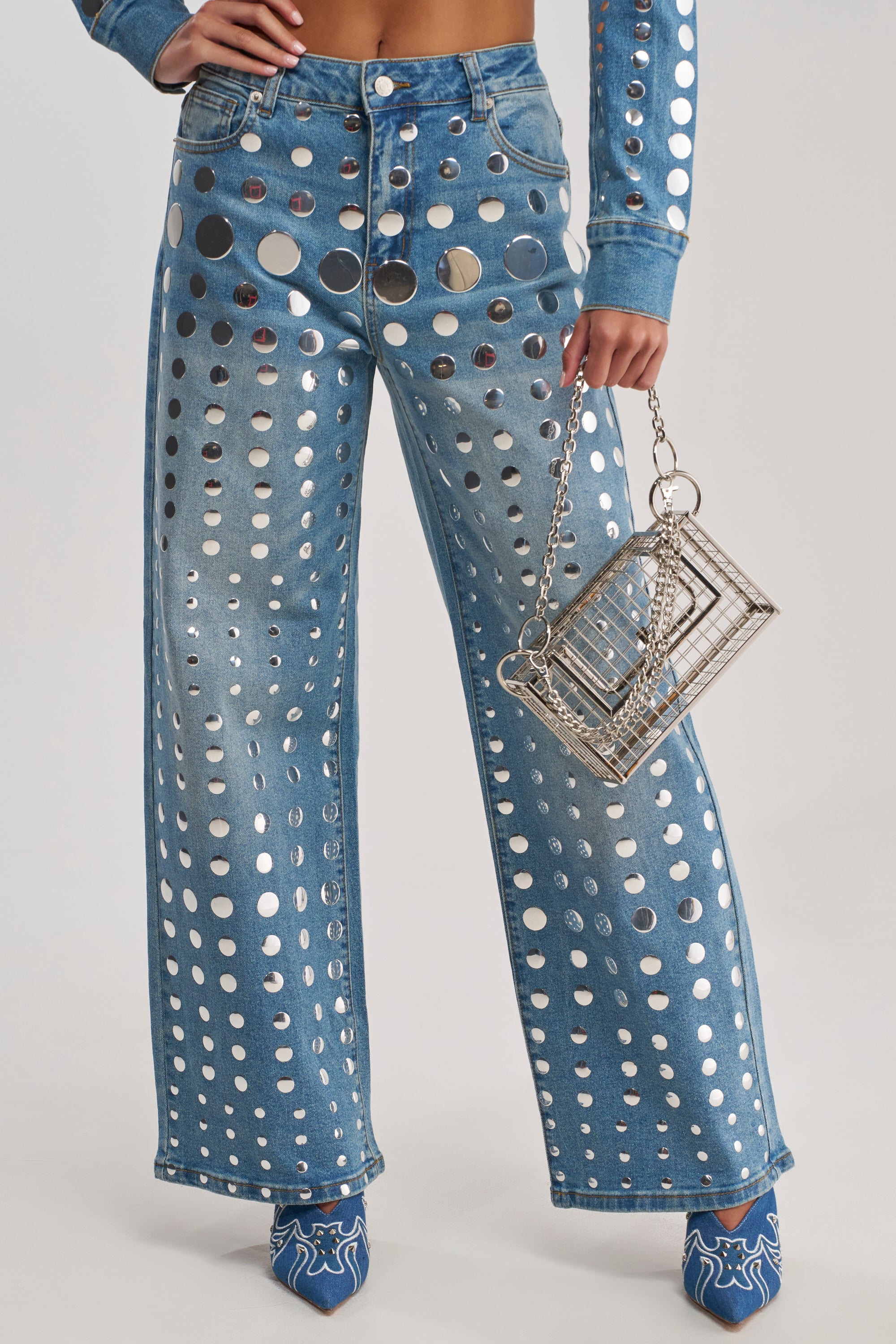 STUDS EVERYWHERE RELAXED DENIM PANT – AKIRA