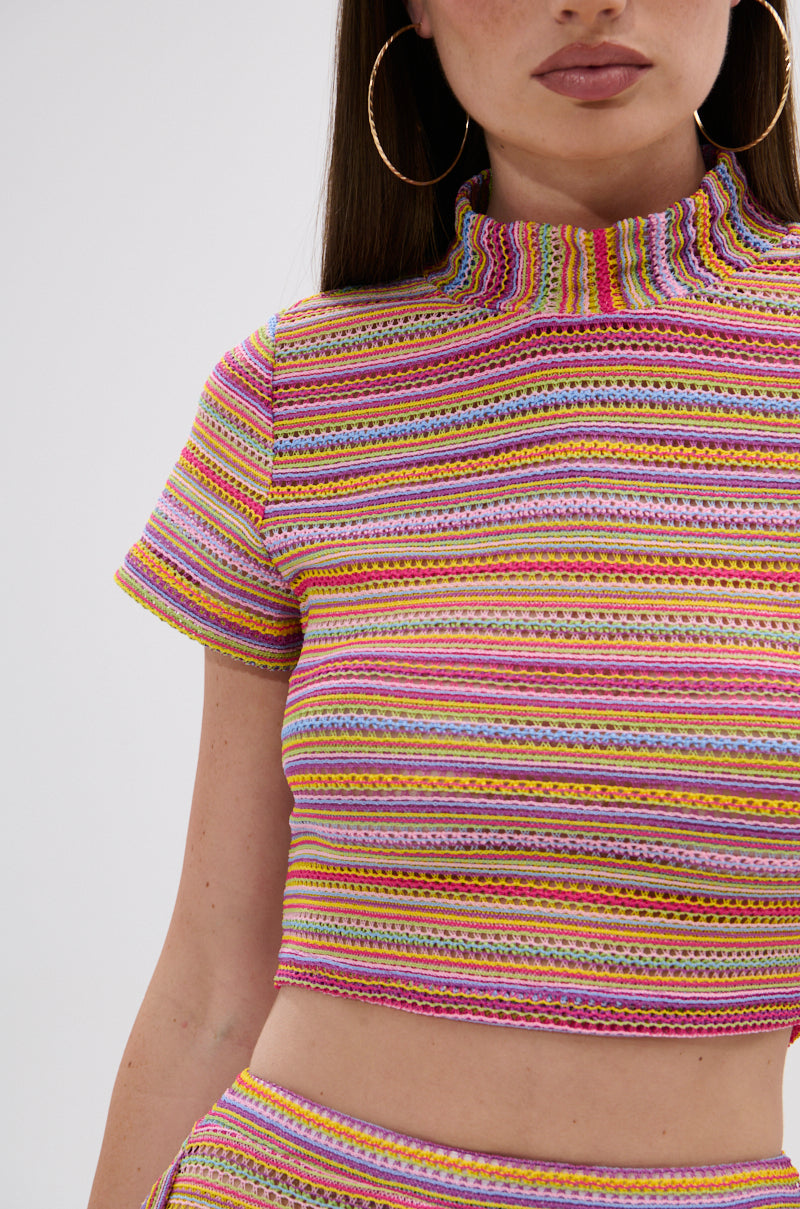 MORNING SHINE CROCHET SHORT SLEEVE CROP TOP – AKIRA