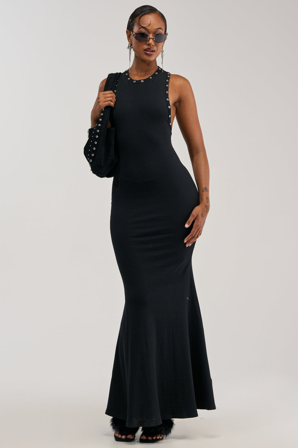 black studded dress Topshop long sleeve velvet mini in Perfect for nights out on the town Step Up The Shine Studded