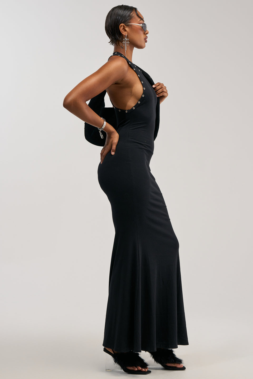 BAD DECISIONS STUDDED MAXI DRESS IN BLACK – AKIRA