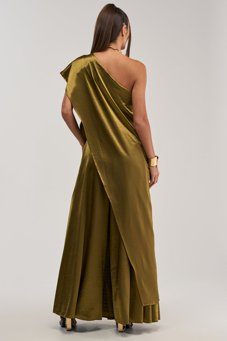 one shoulder goddess dress One Shoulder Greek Circle Dress | Coral Peach