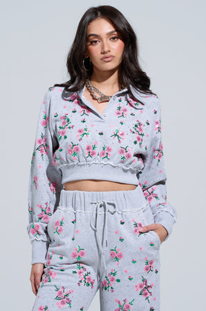 RAGLAN SLEEVE BUTTON UP TOP MEET ME IN THE GARDEN main image 0