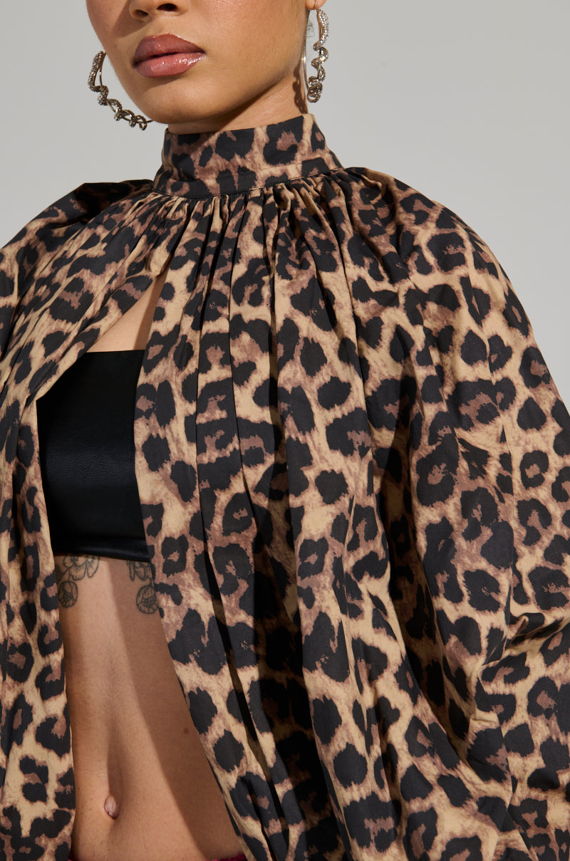 DANGEROUS GIRL LEOPARD LONG SLEEVE PUFF BLOUSE – AKIRA
