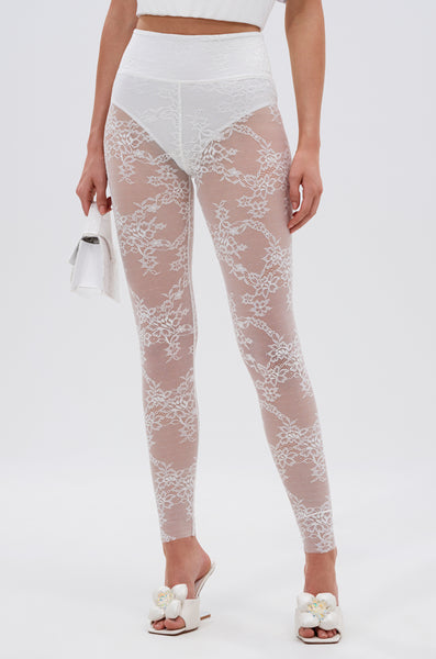 OPEN Yy レースレギンスFLORAL LACE LEGGINGS アイカ ica 高級感のある花柄ストレッチ総レース 7分丈レース