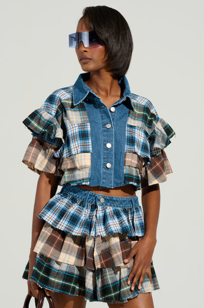 OVERRATED PLAID BUTTON DOWN BLOUSE – AKIRA
