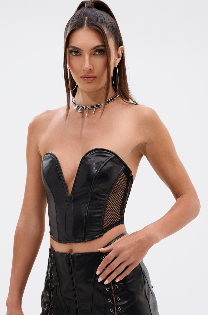 BABY GIRL FAUX LEATHER WITH MESH PANEL CORSET AKIRA BABY GIRL FAUX LEATHER WITH MESH PANEL CORSET AKIRA
