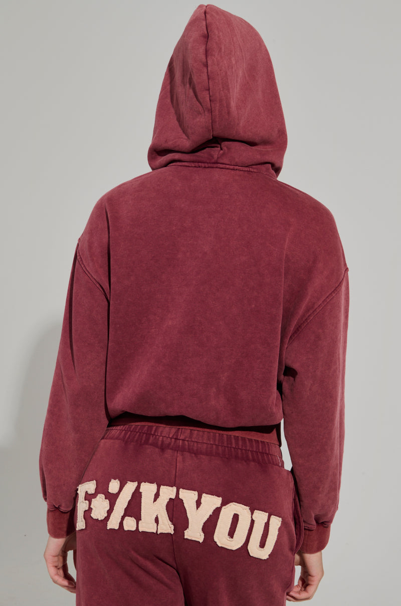 【COSYHARU】Mali Dark Red Lettering Sweatshirt Twelve Symbols Warriors Hoodie Red – ShopAA