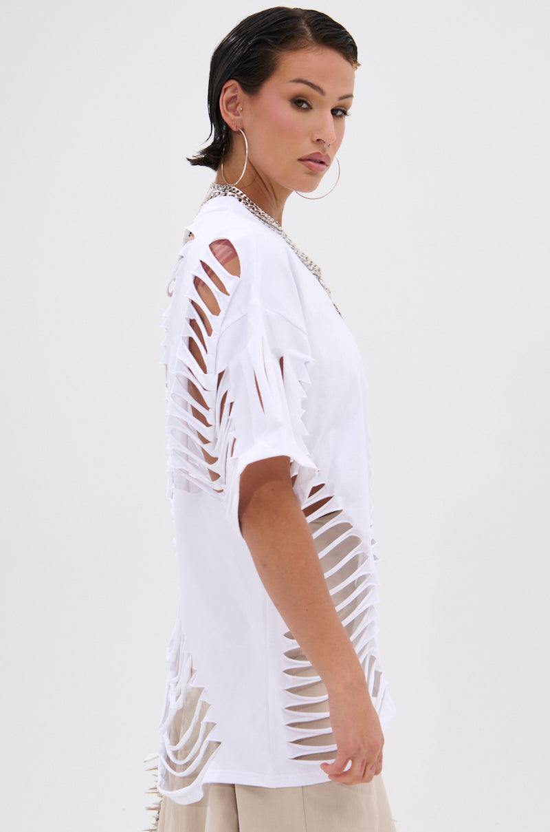 Short Slashed SLASHED UP OVERSIZED SHORT SLEEVE TEE – AKIRA