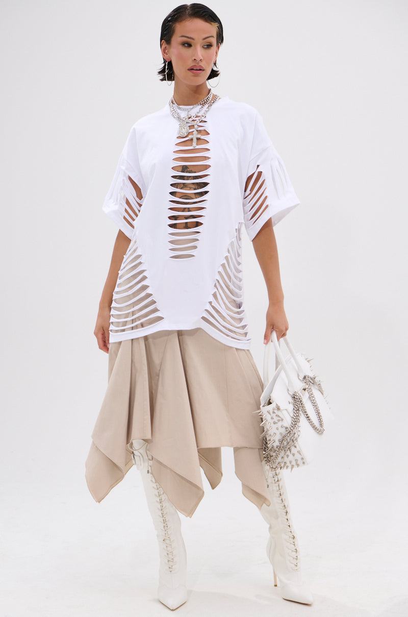Short Slashed SLASHED UP OVERSIZED SHORT SLEEVE TEE – AKIRA
