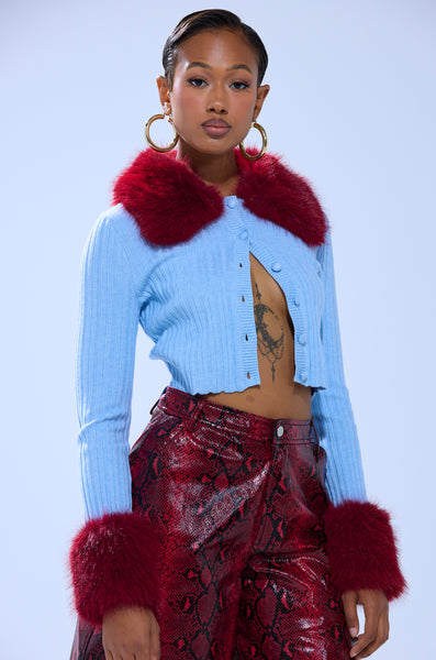 EXTRA IS MY MIDDLE NAME CARDIGAN WITH FUR – AKIRA