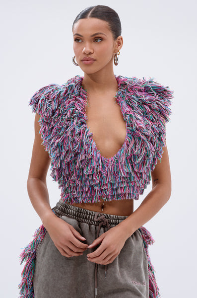 トップス Acka fringe american sleeve tops fringe american sleeve tops – Acka online store