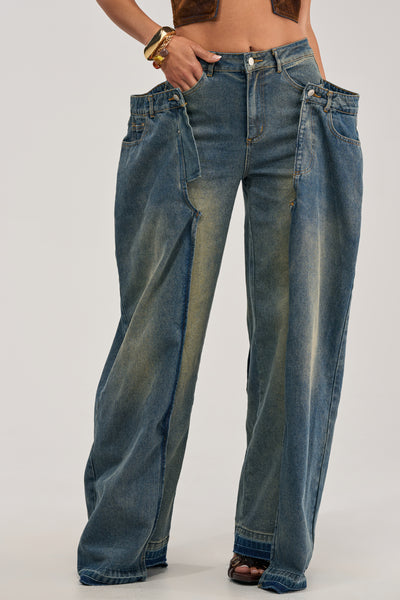 High Rise Baggy Wide Leg Vintage Denim Jeans | AKIRA
