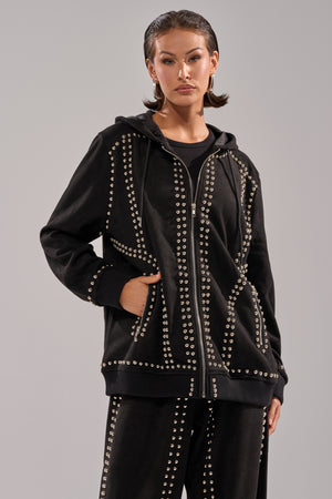 ASHLEY STUDDED ZIP UP SWEATSHIRT – AKIRA