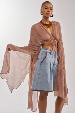 FLY AWAY CHIFFON BLOUSE IN TAUPE – AKIRA