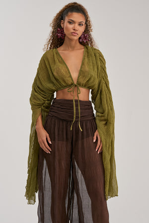 オーネ　Owne Feather Veil Blouse FORBIDDEN FOREST CHIFFON BLOUSE – AKIRA