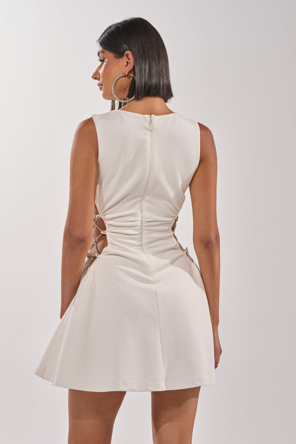 plain white short dress AKIRA Stay Classy Cut Out Mini Dress