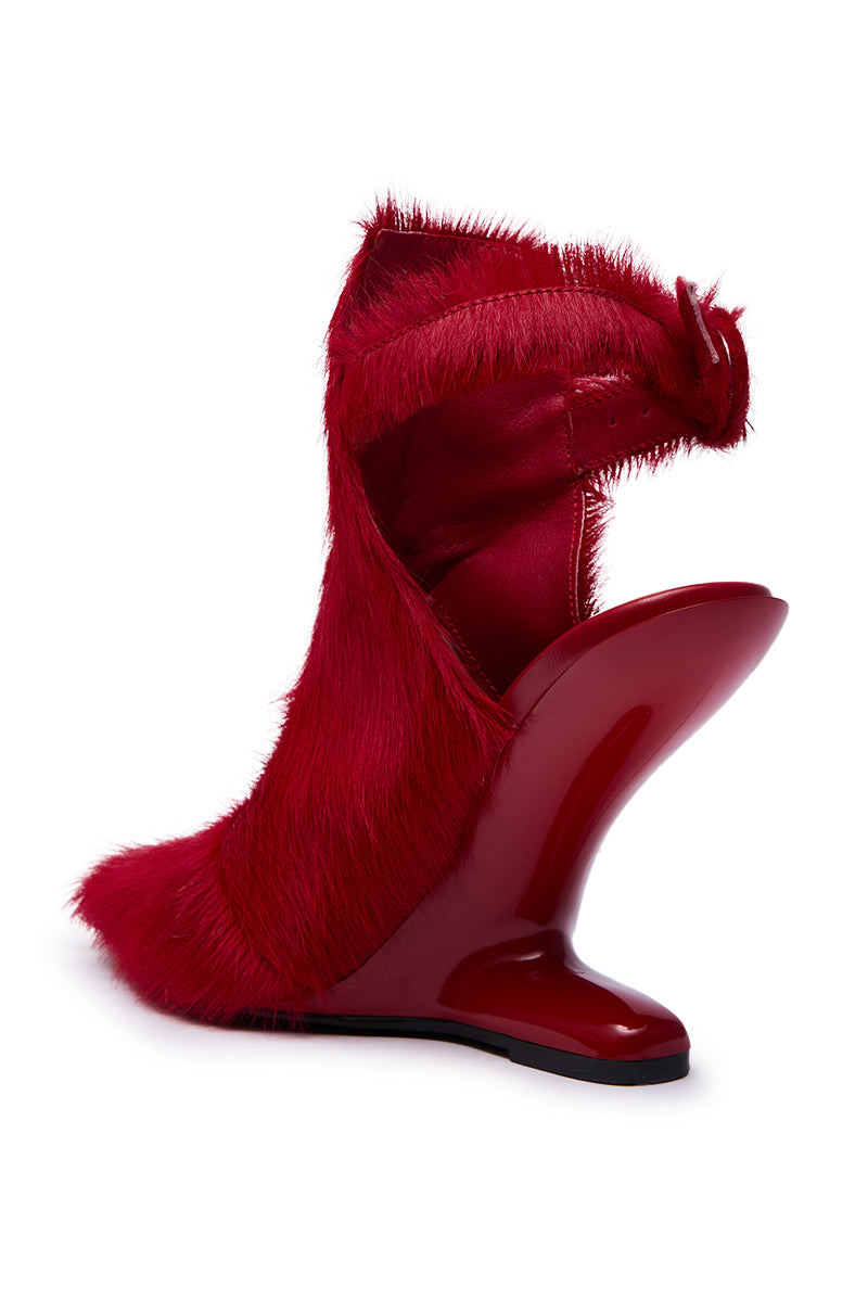 AZALEA WANG JOST RED PONY HAIR UPPER WEDGE PUMP – AKIRA