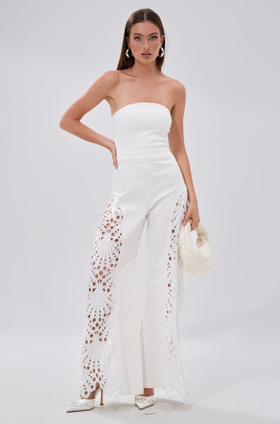 EASY BREEZY DENIM JUMPSUIT IN WHITE – AKIRA