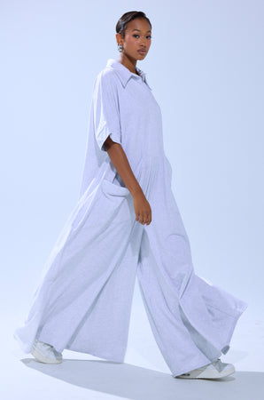 SHE'S RICH OVERSIZED JUMPSUIT IN HEATHER GREY – AKIRA