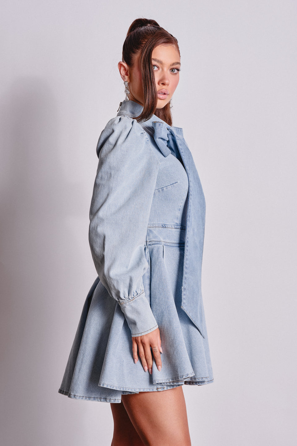 denim bow dress CAROLINA DENIM BOW MINI DRESS