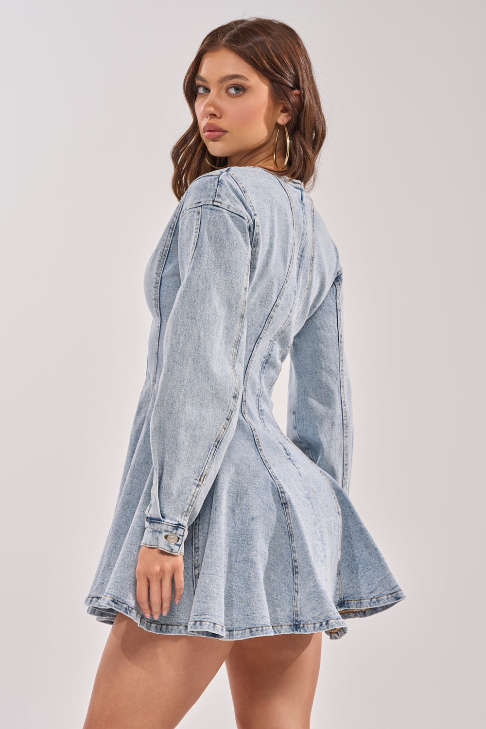 ALL ABOUT MY BUSINESS DENIM MINI DRESS AKIRA ALL ABOUT MY BUSINESS DENIM MINI DRESS AKIRA