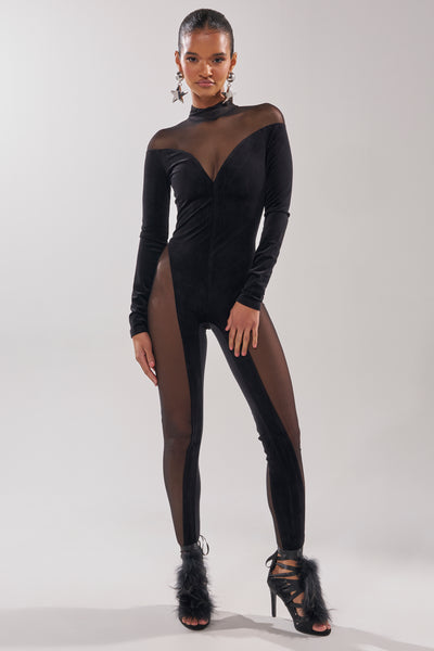 MESH TO IMPRESS LONG SLEEVE JUMPSUIT – AKIRA