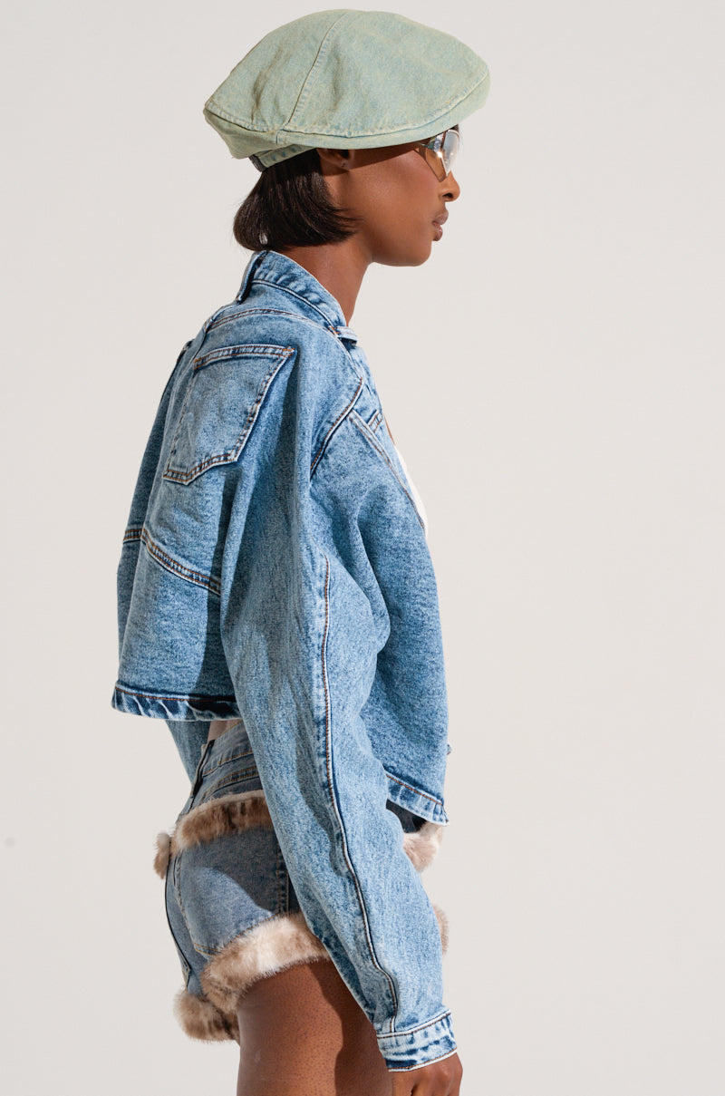 WRAP IT UP DENIM SHRUG – AKIRA - Main Image