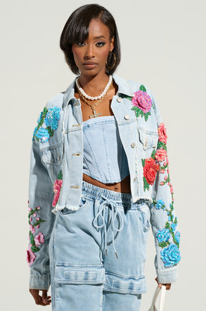 GARDEN OF EDEN EMBELLISHED DENIM JACKET – AKIRA