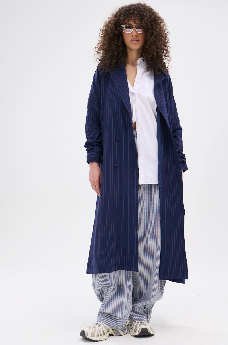 HARLEM PINSTRIPE TRENCH – AKIRA
