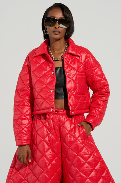 ジャケット CROPPED JACKET VIVI CROPPED PUFFER BOMBER IN RED – AKIRA