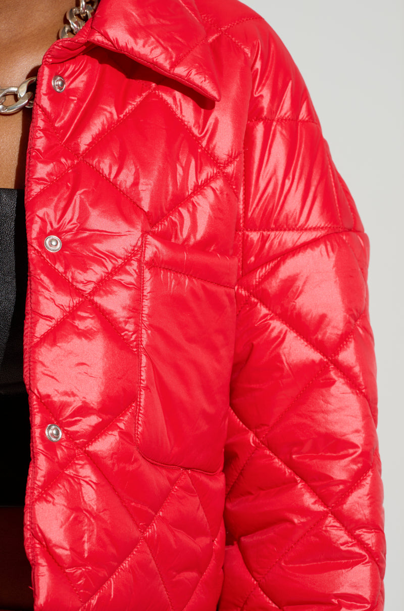 VIVI CROPPED PUFFER BOMBER IN RED – AKIRA