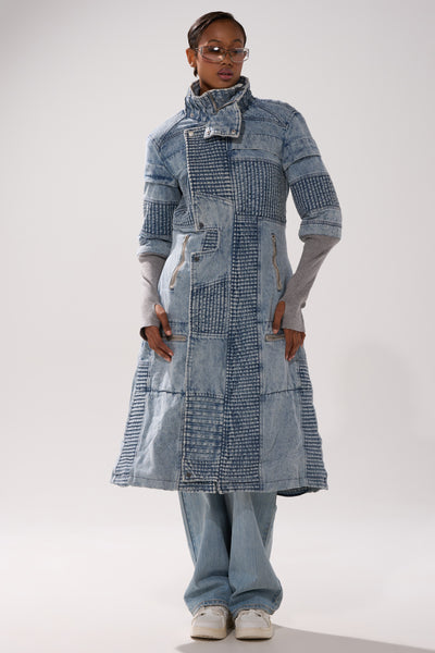 VORTEX DENIM TRENCH COAT IN BLUE – AKIRA
