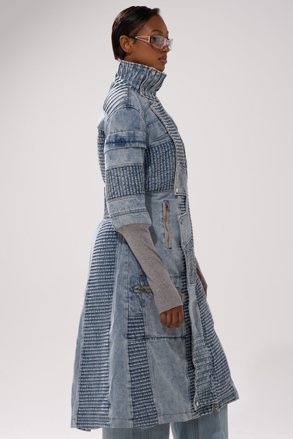 VORTEX DENIM TRENCH COAT IN BLUE – AKIRA