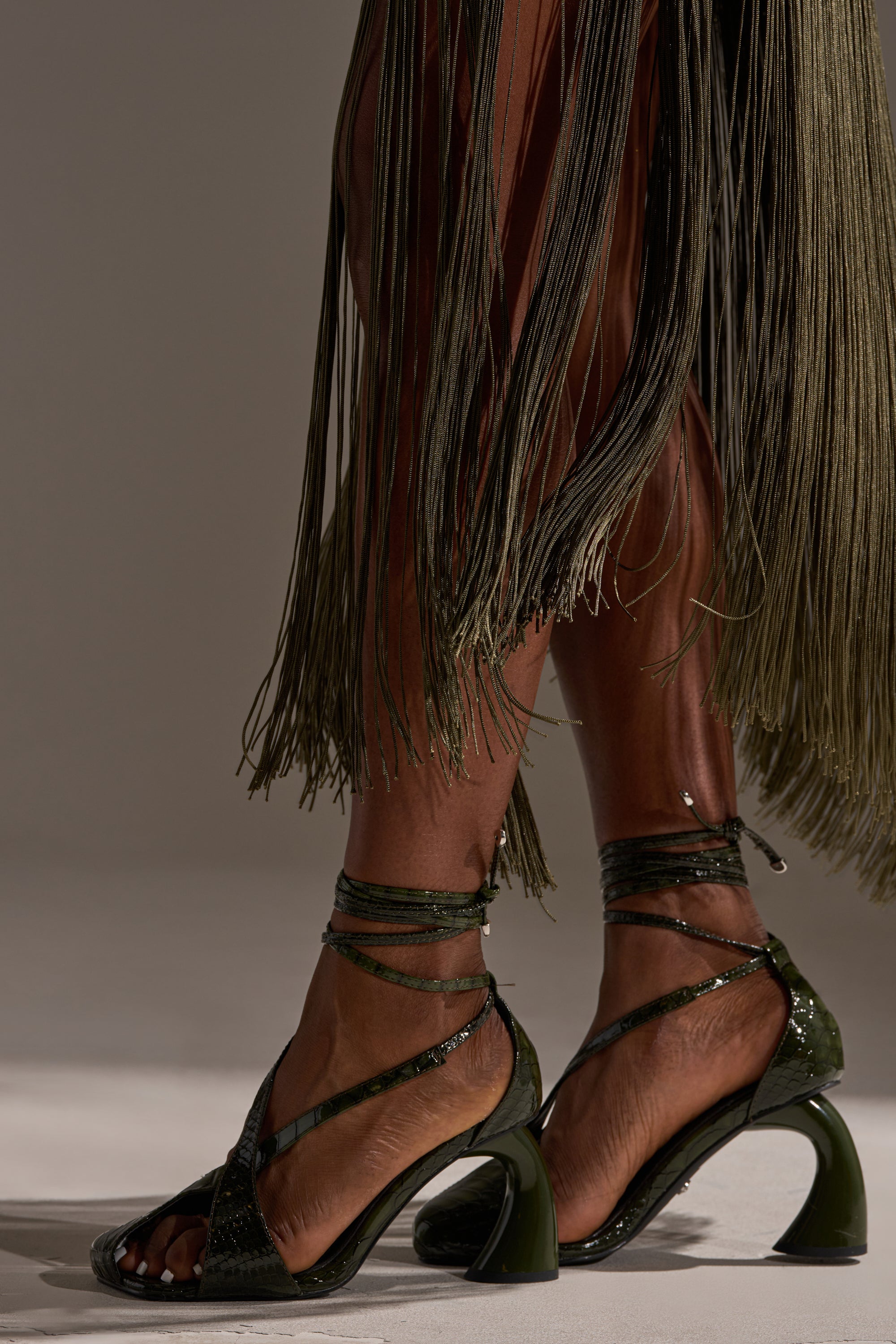 AZALEA WANG KELEDER OLIVE CROC PEEP TOE PUMP – AKIRA