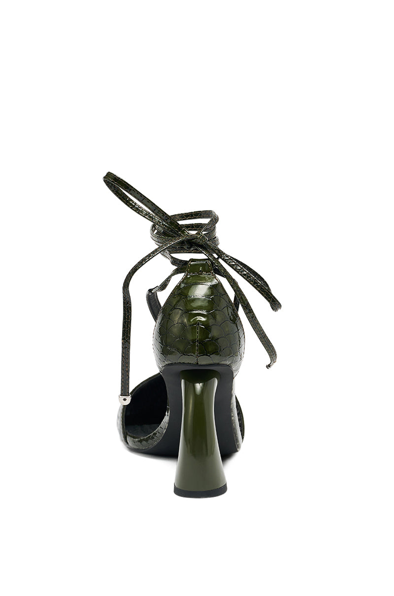 AZALEA WANG KELEDER OLIVE CROC PEEP TOE PUMP – AKIRA