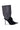 The AZALEA WANG ELLIS BLACK BOOTIE is a stylish stiletto boot with a pointed toe, high heel, and a distinctive mesh upper that extends mid-calf, accented with horizontal straps for an avant-garde look.