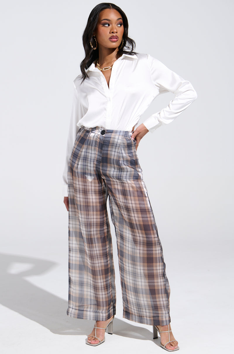 PLAID ABOUT YOU SHEER PANT – AKIRA - Main Image