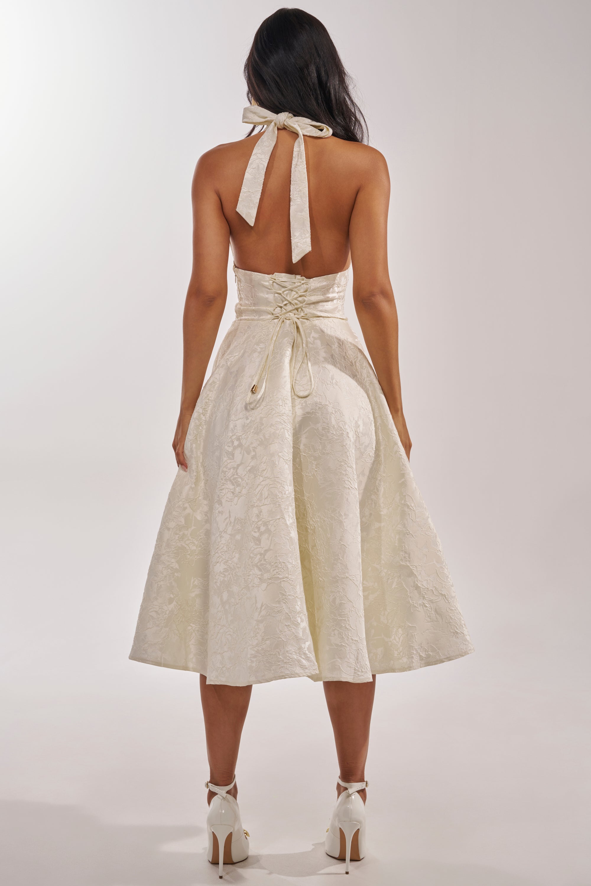 AKIRA Sweet Caroline Halter Midi Dress