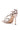 The AZALEA WANG LAMIUM ROSE GOLD LEAF SANDAL showcases delicate leaf-shaped embellishments on its transparent design with a narrow stiletto heel. Crafted from vegan leather, this sandal radiates sleek elegance in a soft rose gold hue.