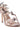 The AZALEA WANG LAMIUM ROSE GOLD LEAF SANDAL boasts a metallic rose gold finish with clear straps and elegant leaf-shaped details. Crafted from vegan leather, it features a pointed open toe and slender stiletto heel for a chic and sophisticated look.