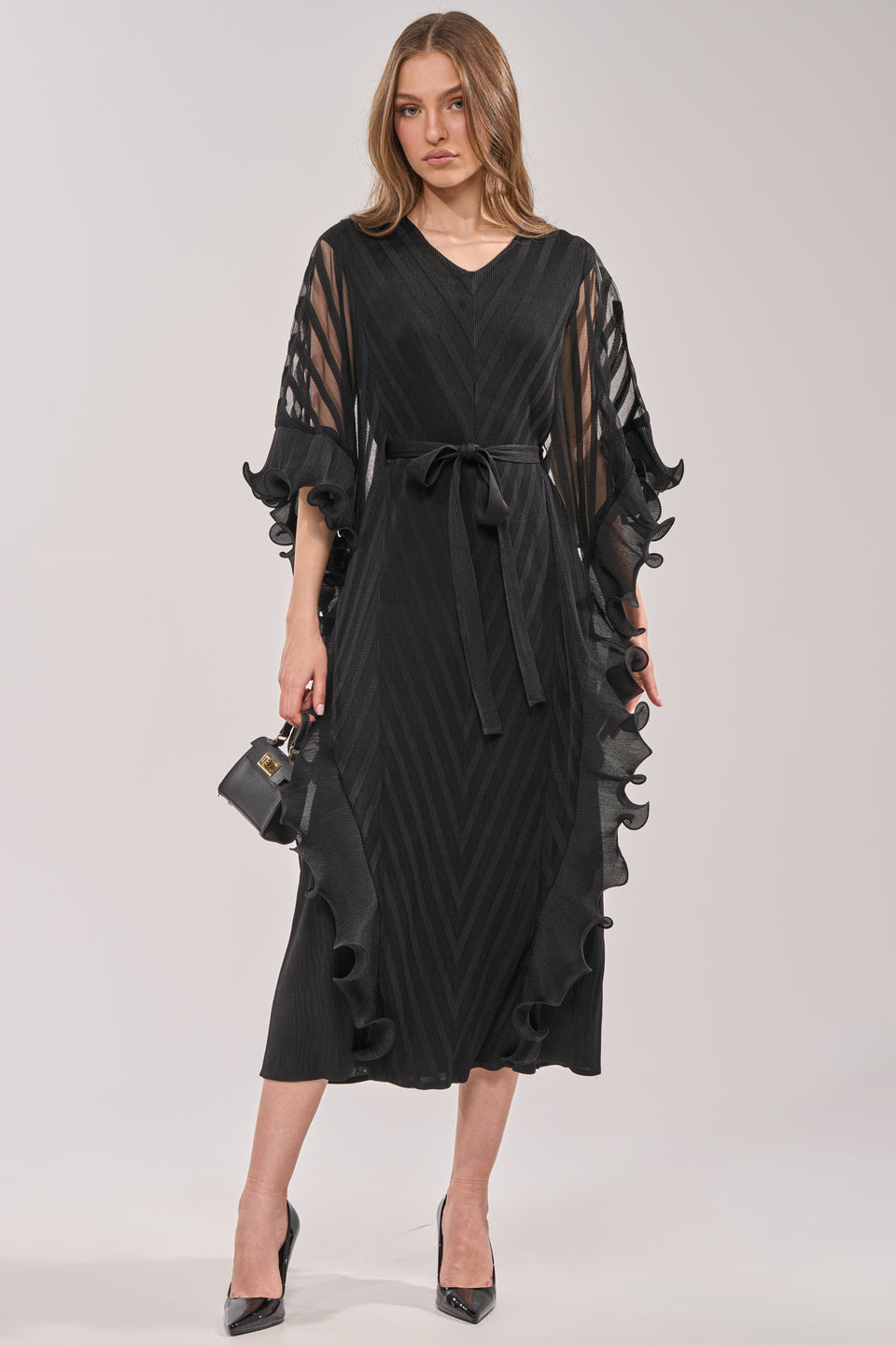 AKIRA The Night Goes On Ruffle Maxi Dress | Black