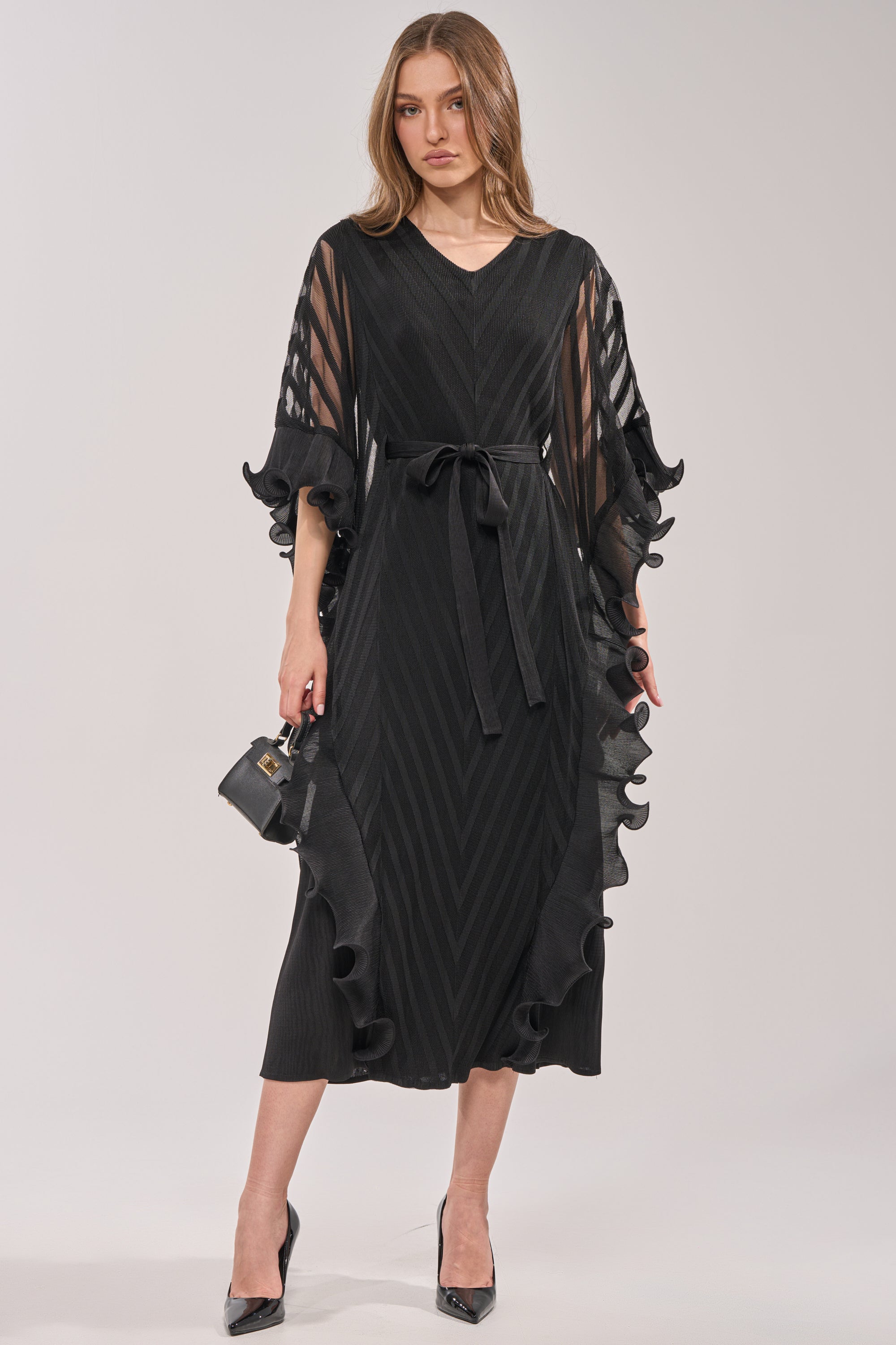 THE NIGHT GOES ON RUFFLE MAXI DRESS IN BLACK AKIRA THE NIGHT GOES ON RUFFLE MAXI DRESS IN BLACK AKIRA