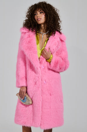 LENOX FAUX FUR TRENCH IN PINK – AKIRA