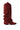 The AZALEA WANG LETTICE Burgundy Faux Suede Western Boot features a tall, slouchy silhouette with a pointed toe and low chunky heel, shown in profile against a white background.