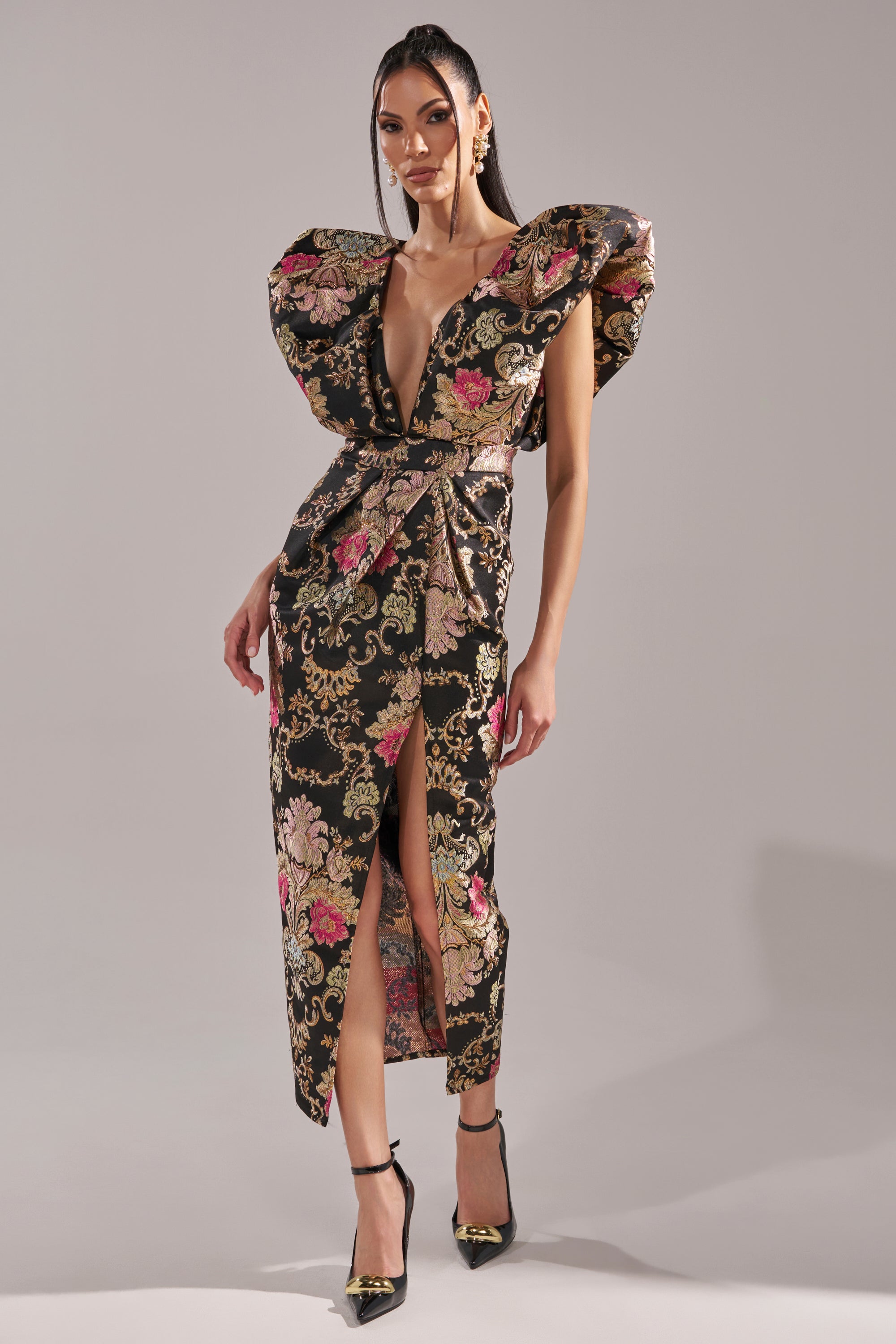 AKIRA Best Dressed Brocade Maxi Dress | Black | Size 1X AKIRA Best Dressed Brocade Maxi Dress | Black | Size 1X