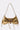 The TOO ROYAL CROSS PURSE is a gold, crocodile-textured handbag with a curved, structured shape, jeweled cross-shaped clasp, stud accents, and a thin shoulder strap set against a plain light background.