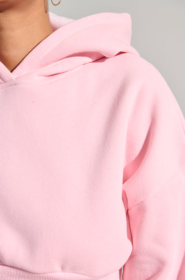 You're My Lover Cropped Hooded Sweatshirt - Blush