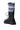 The AZALEA WANG LUBNA BLACK FABRIC DETAIL BOOTIE is a black lace-up combat boot with a chunky rubber sole and a vibrant, ruched fabric cover in pink, blue, green, and purple stripes around the calf.