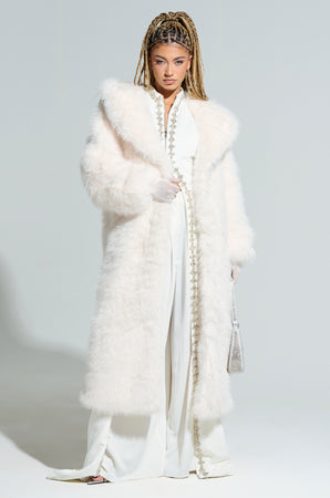 MANCHESTER HOODED FAUX FUR IN IVORY – AKIRA