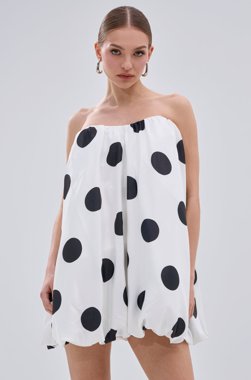 ON THE DOT SATIN BUBBLE MINI DRESS AKIRA ON THE DOT SATIN BUBBLE MINI DRESS AKIRA